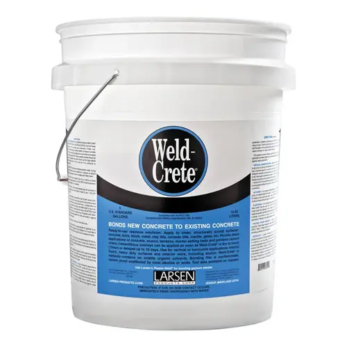 Weld-Crete Bonding Agent, Liquid, Low to Slight Acetic, Blue, 5 gal Pail