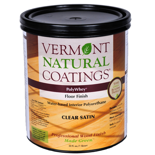 Vermont Natural Coatings 900103 Floor Finish PolyWhey Satin Clear Water-Based 1 qt Clear
