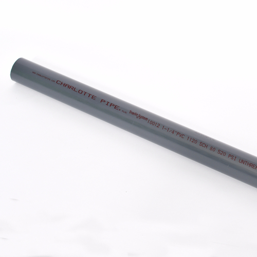 Charlotte Pipe PVC 10012 0600 Pressure Pipe Schedule 80 PVC 11/4" D X 20 ft. L Plain End 520 psi