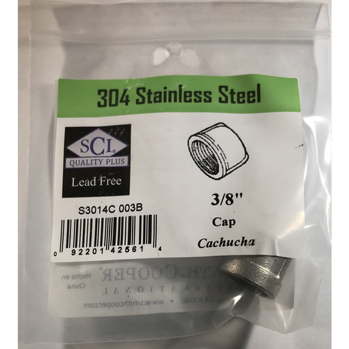 Smith-Cooper 1 Cap 3/8" FPT T X 3/8" D FPT Stainless Steel