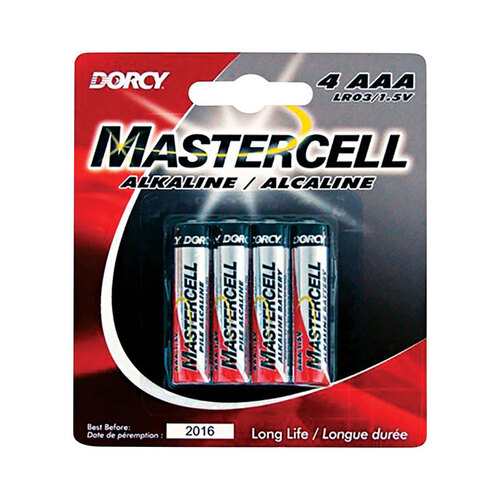 Dorcy 41-1624 Batteries Mastercell AAA Alkaline 4 Carded
