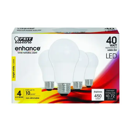 LED Bulb Enhance A19 E26 (Medium) Bright White 40 Watt Equivalence Clear