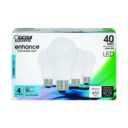 LED Bulb Enhance A19 E26 (Medium) Daylight 40 Watt Equivalence Clear