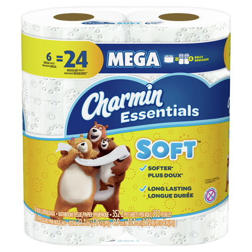 Toilet Paper Essentials 6 Rolls 352 sheet White - pack of 3