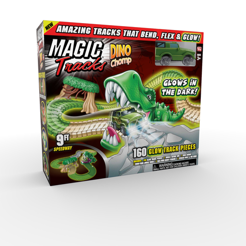 Magic Tracks MTDINO-MC8/2 Glow in The Dark Race Track Dino Chomp Multicolored 160 pc Multicolored