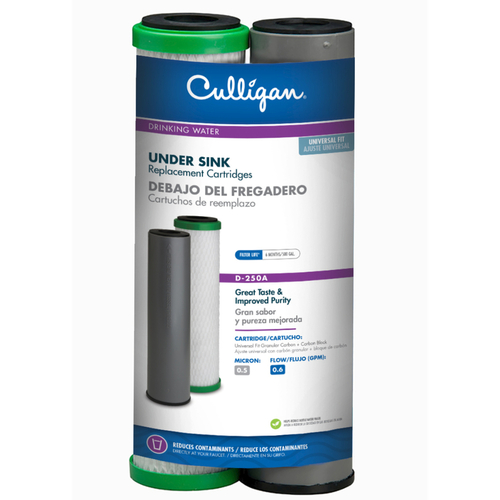 Culligan D-250A Replacement Filter Set, 0.5 um Filter, Carbon Block, Granular Carbon Filter Media