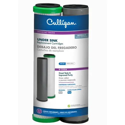 Culligan D-250A Replacement Filter Set, 0.5 um Filter, Carbon Block, Granular Carbon Filter Media Pair