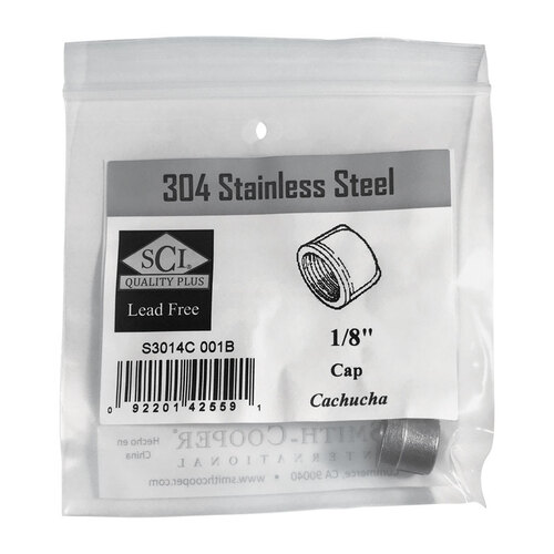 Cap 1/8" FPT T X 1/8" D FPT Stainless Steel 0.53" L