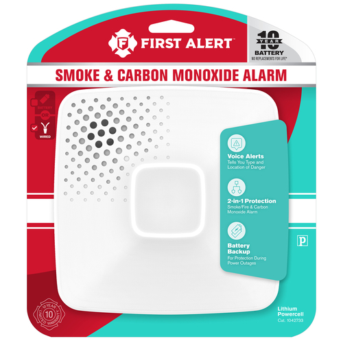First Alert 1043636 Smoke and Carbon Monoxide Detector Hard-Wired Electrochemical/Photoelectric White