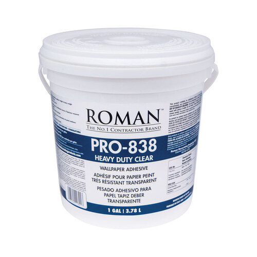 Roman 11301-XCP4 Wallpaper Adhesive PRO-838 Heavy Duty Clear High Strength Modified Starches 1 gal Clear - pack of 4