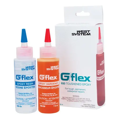 West System 650-8 Toughened Epoxy Kit G/flex Extra Strength Epoxy 2 pk Clear