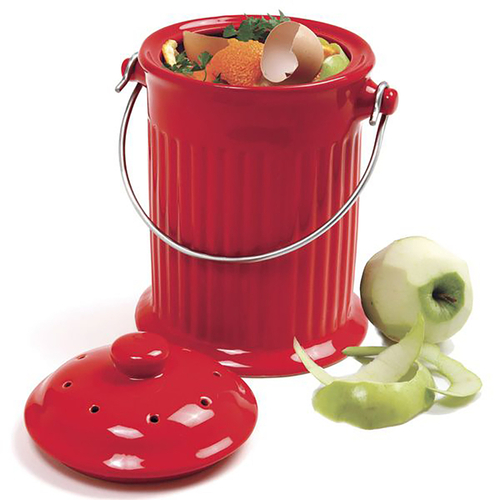 Compost Keeper 1 oz Red Ceramic Red