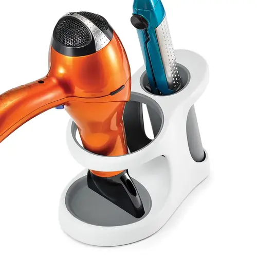 Polder BTH-7080-126 Hair Tools Holder 6.7" H X 5.1" W X 9.6" L Gray/White