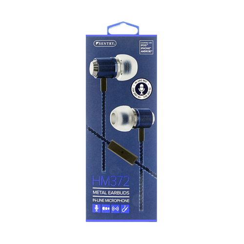 SENTRY HM372 Earbud w/Microphone Stereo Blue