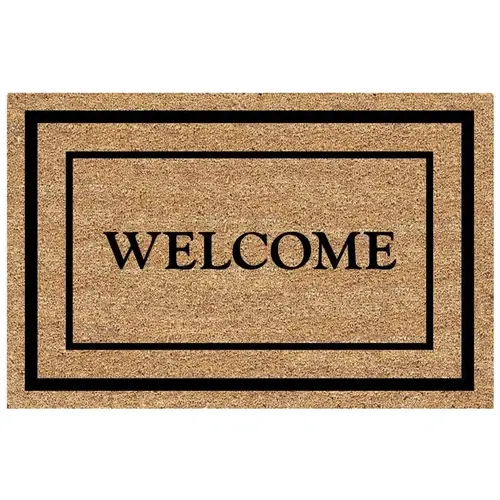 DeCoir 77FLCWD830 Entrance Mat 18 L X 30 W Tan/Black Classic Welcome Border Outdoor Nonslip Tan/Black