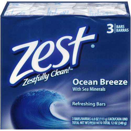ZEST 901270 Zest Soap 3 Bar Ocean Breeze, 12 Ounces