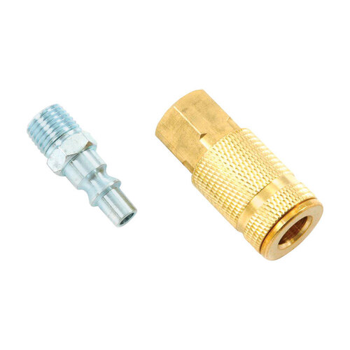 Air Coupler and Plug Set Brass/Steel 1/4" 1/4" Pair