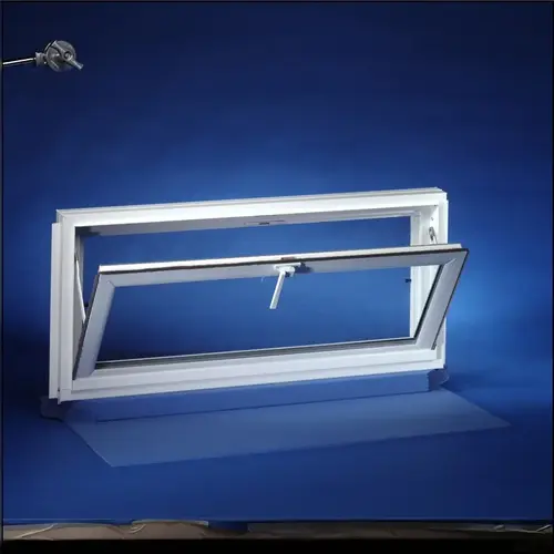 Competitor Series Hopper Basement Window, Glass Glass/Screen, Vinyl Frame White