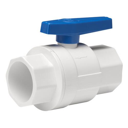 Ball Valve 1/2" PVC Slip Full Port Quarter-Turn Lever For Non-Potable Water White