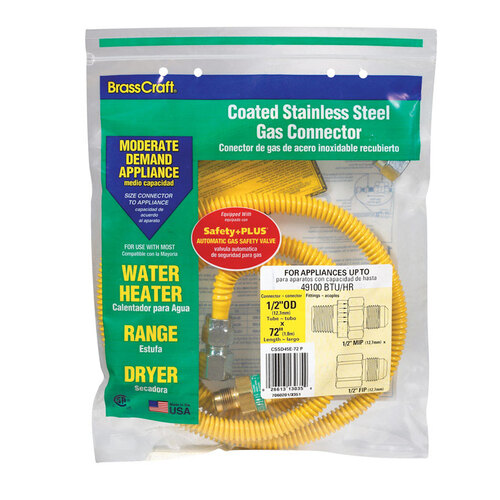 BrassCraft CSSD45R72 P Gas Connector ProCoat 1/2" MIP X 1/2" D FIP