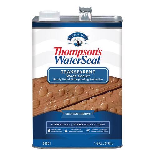 Thompson's Waterseal TH.091301-16 Waterproofing Wood Stain and Sealer Transparent Chestnut Brown 1 gal Chestnut Brown