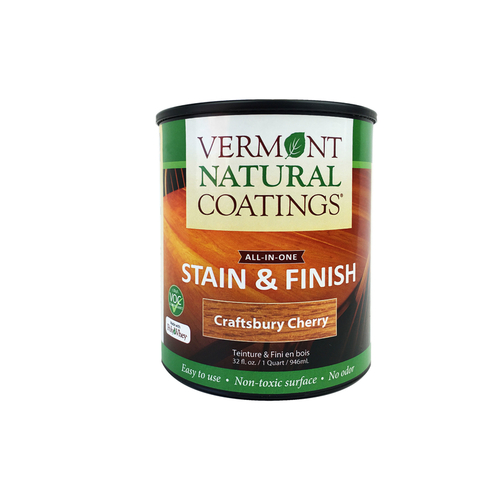 Vermont Natural Coatings 101160 All-in-One Stain and Finish PolyWhey Semi-Transparent Satin Craftsbury Cherry Water-Based Whey Protein Craftsbury Cherry