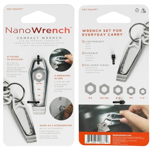 KeySmart KS802-SS-XCP6 Key Chain Nano Wrench Stainless Steel Silver Wrench Silver - pack of 6