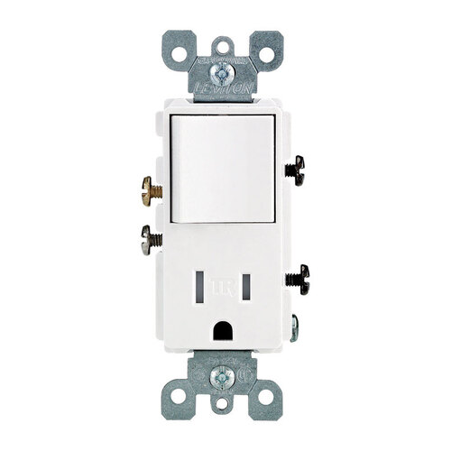 Combination Switch/Outlet Decora 15 amps 125 V White 5-15 R White