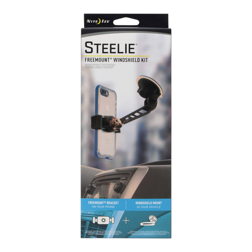 Windshield Cell Phone Mount Steelie Black/Silver For All Mobile Devices Black/Silver