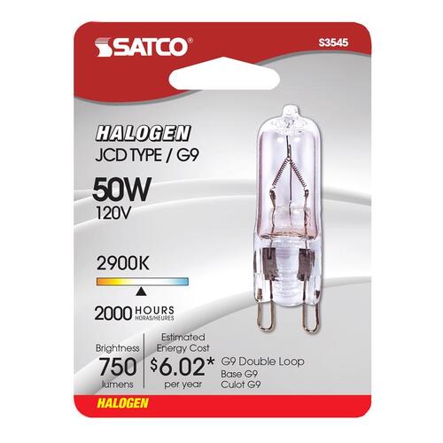 Satco S3545 Halogen Bulb 50 W T4 Specialty 750 lm Warm White Clear