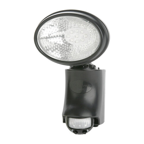 Floodlight Motion-Sensing Solar Powered LED Black Black