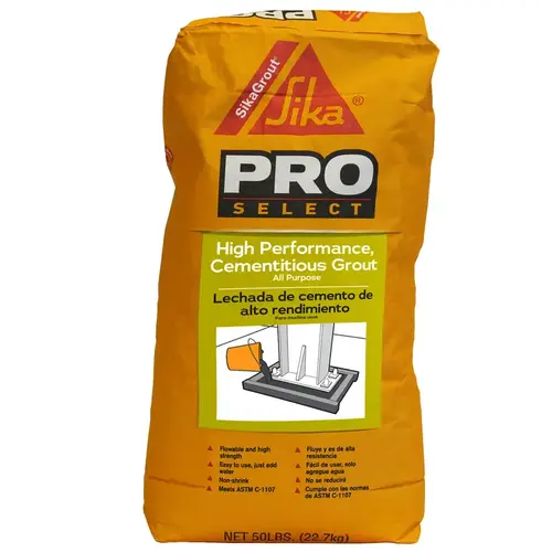 Cementitious Grout, Powder, Gray, 50 lb Bag