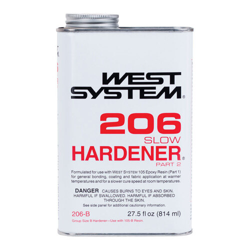West System 206B Slow Hardener Curing Agent Extra Strength Epoxy 27.5 oz Clear