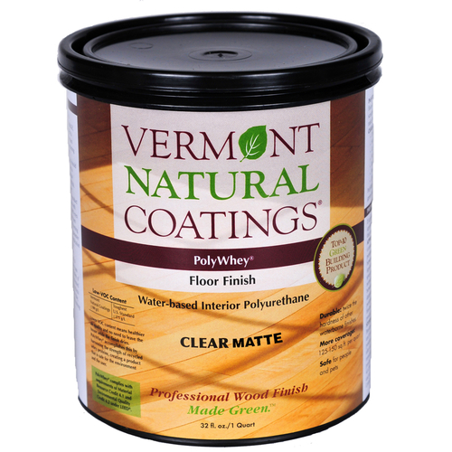 Vermont Natural Coatings 101251 Floor Finish PolyWhey Matte Clear Water-Based 1 qt Clear