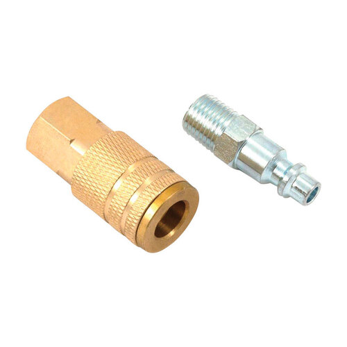 Forney 75305 Air Coupler and Plug Set Brass/Steel 1/4" Male/Female X 1/4" Pair