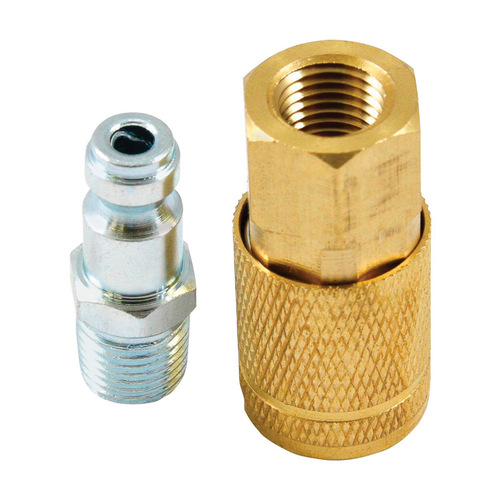 Air Coupler and Plug Set Brass/Steel 1/4" 1/4" Pair