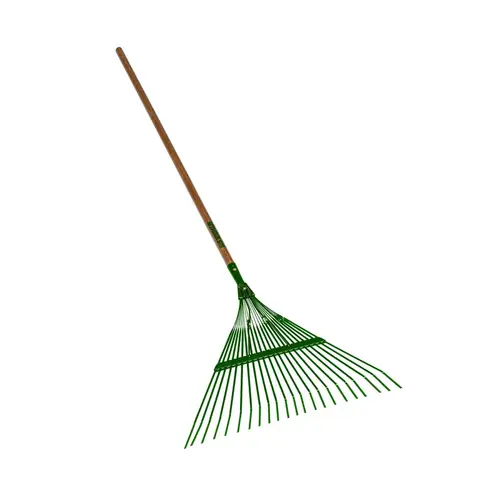 24" Steel 24-tine Pro Spring Rake W/ 48" Wood Handle