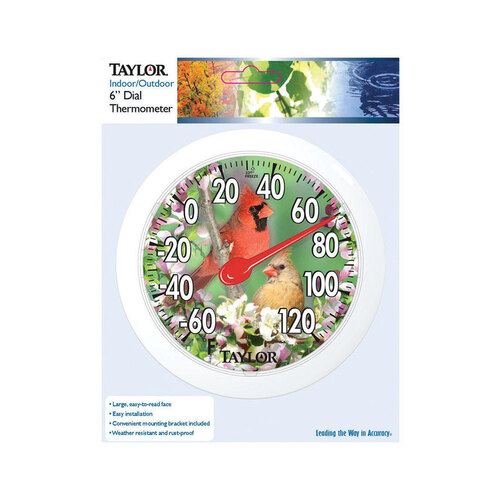 Dial Thermometer Bird Design Plastic Assorted 6" Assorted