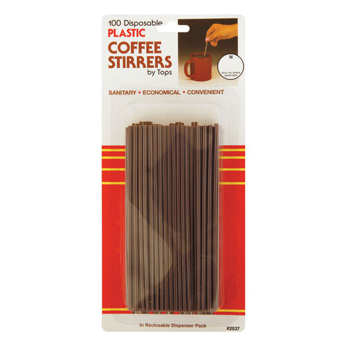 Tops 55721 Coffee Stirrers Fitz-All Plastic Brown Brown