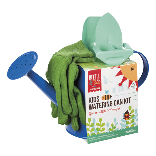 Watering Can Kit Beetle & Bee Green Metal Green