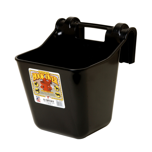 Little Giant HF12BLACK Hookover Bucket Feeder DuraFlex 12 qt For Livestock Black