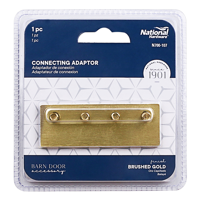 National Hardware 3-1/8 inch L Brushed Gold Steel Sliding Door Hardware Connecting Adapter 1