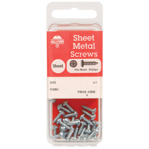 Sheet Metal Screws No. 4 S X 3/8" L Phillips Pan Head Zinc-Plated - pack of 10