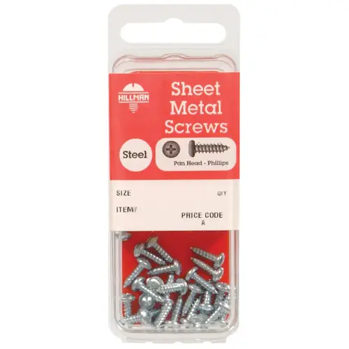 Sheet Metal Screws No. 4 X 3/8" L Phillips Pan Head Zinc-Plated