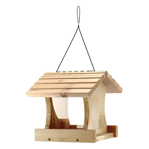 Bird Feeder Wild Bird 1.5 lb Cedar Platform 1 ports Brown