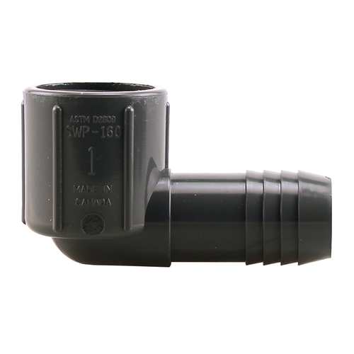 Boshart Industries UPVCFE-10 Combination Pipe Elbow, 1 in, Insert x FPT, 90 deg Angle, PVC, Black