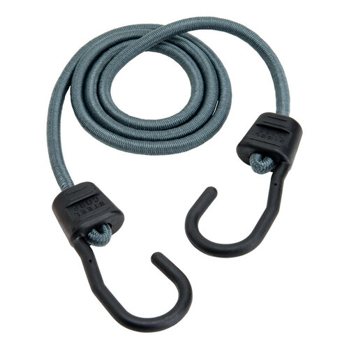 Bungee Cord, 48 in L, Rubber, Gray, Hook End