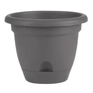 Bloem Lucca 12.4 in. H X 15 in. D Resin Planter Charcoal Gray