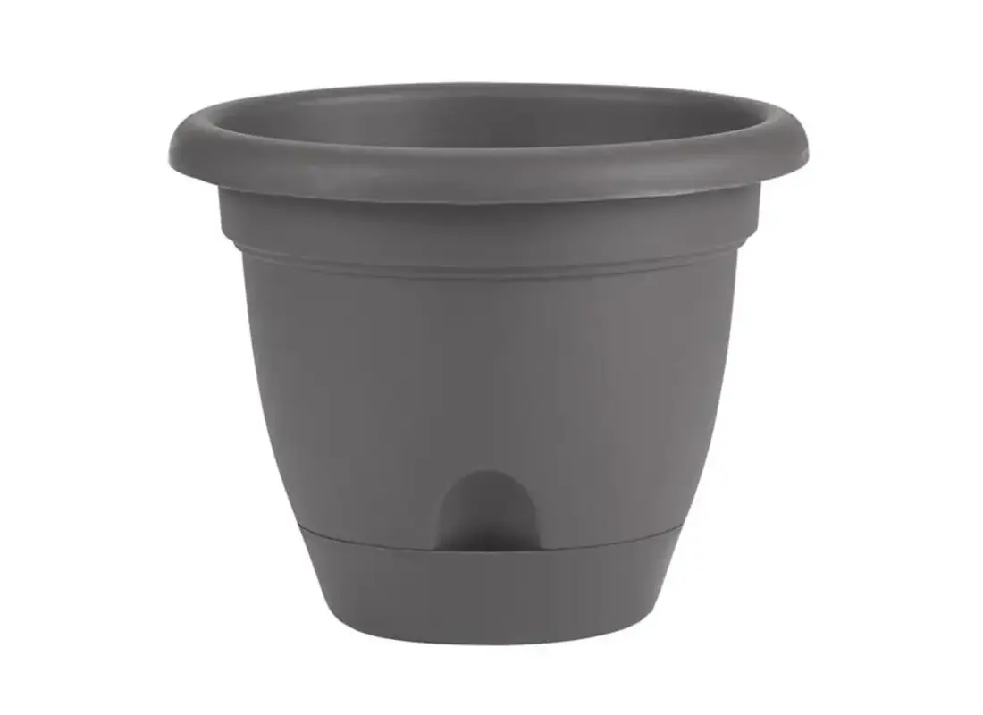 Bloem Lucca 12.4 in. H X 15 in. D Resin Planter Charcoal Gray