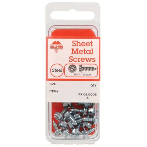 Sheet Metal Screws No. 8 X 1" L Slotted Hex Head Zinc-Plated